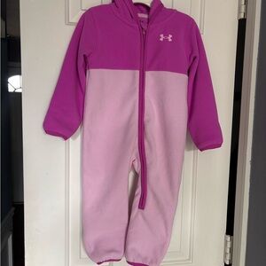 Under Armour Two-Tone Pink Baby Girl  Fleece Hooded One Piece